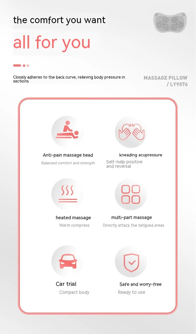 Infrared Massage Pillow – Deep Tissue Neck & Shoulder Relief | InfraGlow™