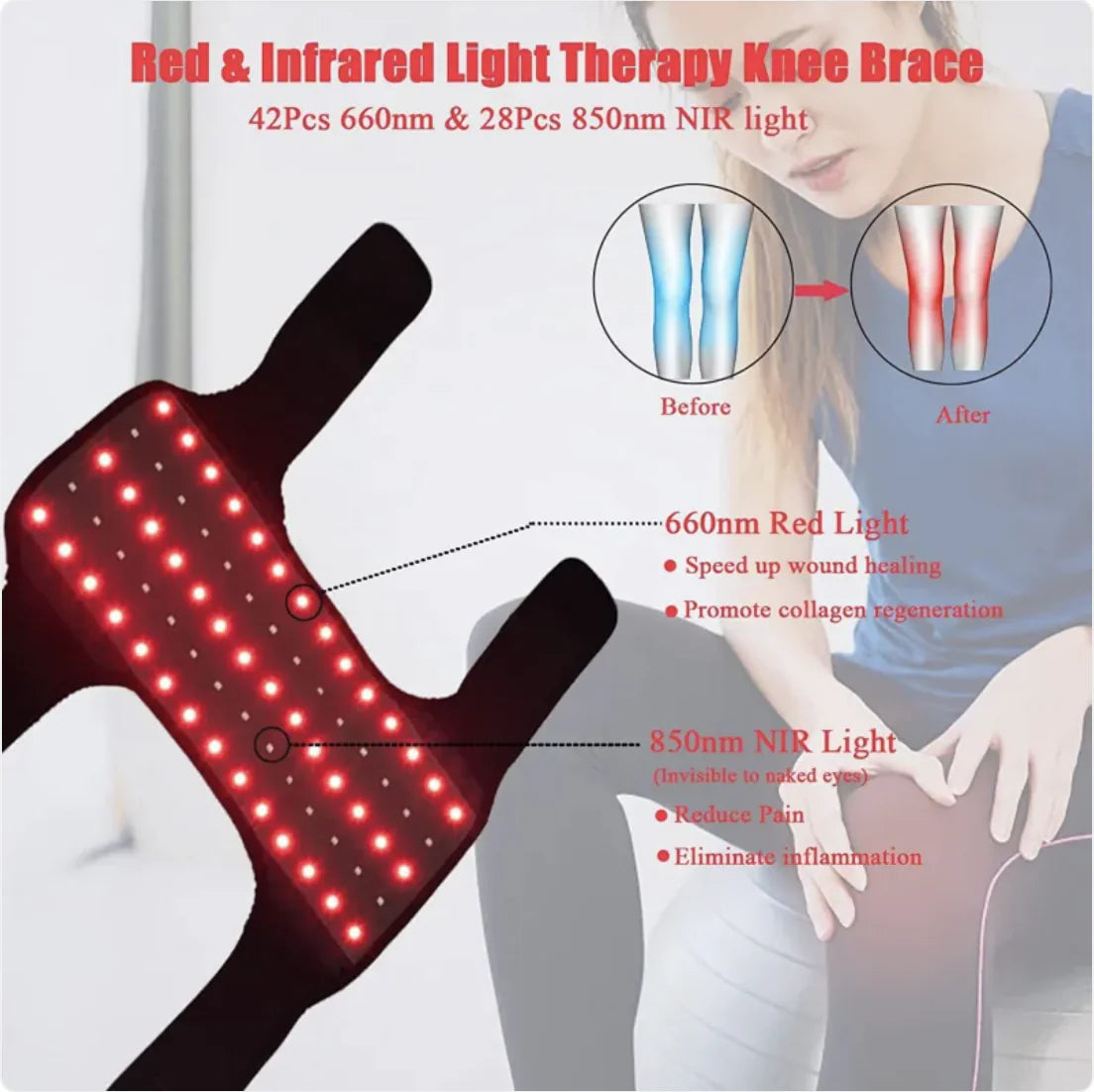 Infrared Knee Wraps – Heated Therapy for Joint Pain (2-Piece Set) | InfraGlow™
